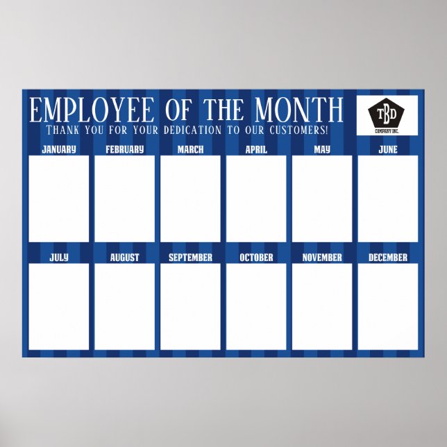 Custom colour stripes employee of the month photo poster (Front)