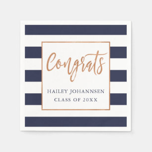 Custom Colour Stripes Faux Foil Graduation Napkins