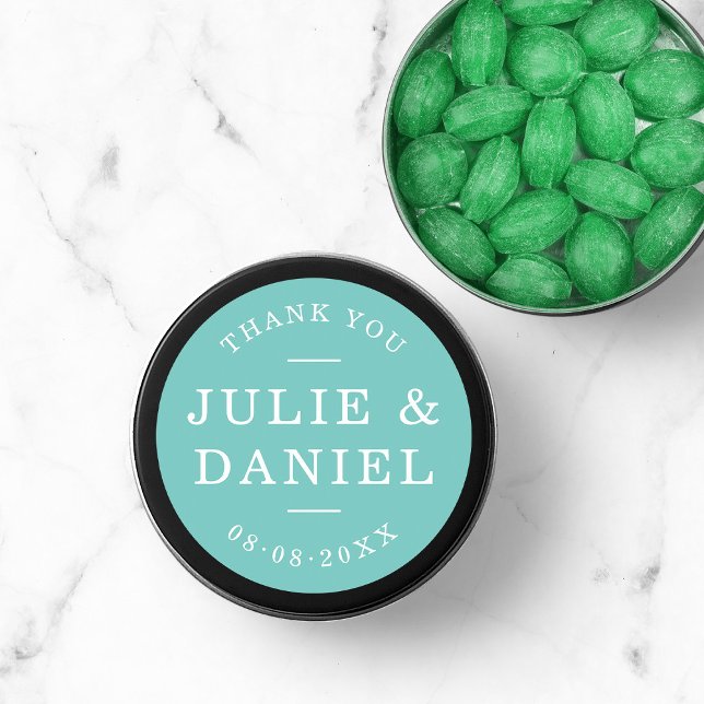 Custom Colour Stylish Modern Wedding Thank You Classic Round Sticker (Creator Uploaded)