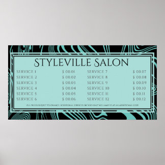 Custom colour stylist salon service price display poster