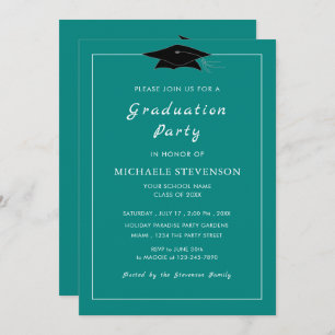Custom Colour Teal Graduation Invitations Texmplat