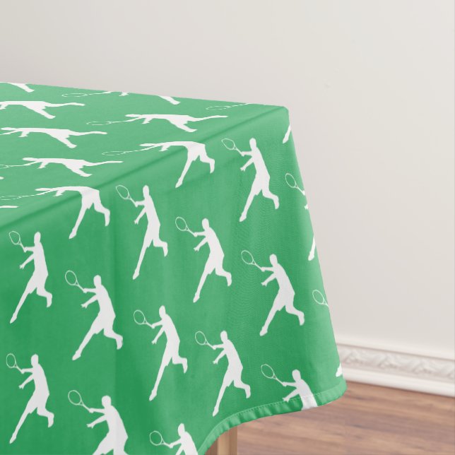 Custom colour tennis player silhouette tablecloths (In Situ)