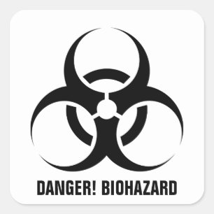 Custom Colour/Text Chemical Biohazard Danger Symbo Square Sticker