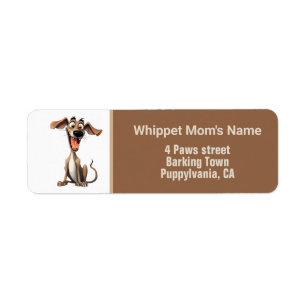 Custom colour & text, cool whippet return address label