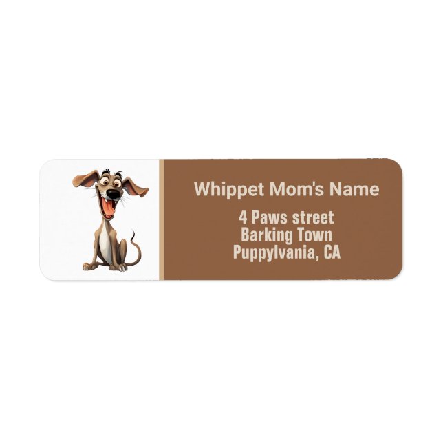 Custom colour & text, cool whippet return address label (Front)