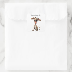 Custom colour & text, 🐶crazy 🤪 whippet square sticker