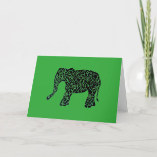 Custom Colour/Text Tribal Elephant Greeting Card