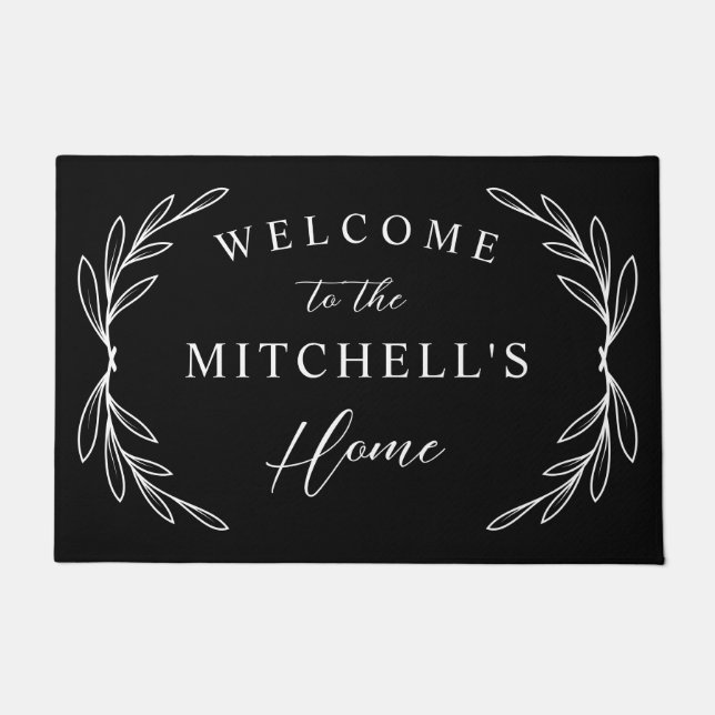 Custom Colour Traditional Family Welcome Doormat (Front)