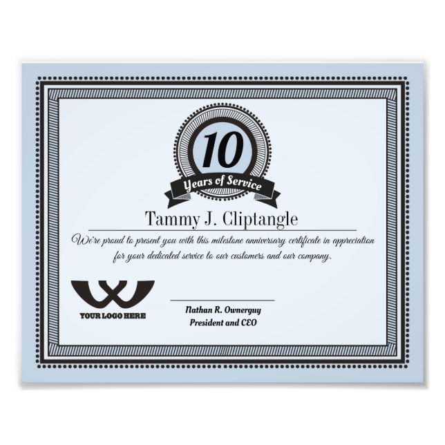 Custom colour universal employee anniversary award photo print (Front)