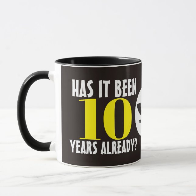 Custom colour UNIVERSAL employee anniversary coffe Mug (Left)