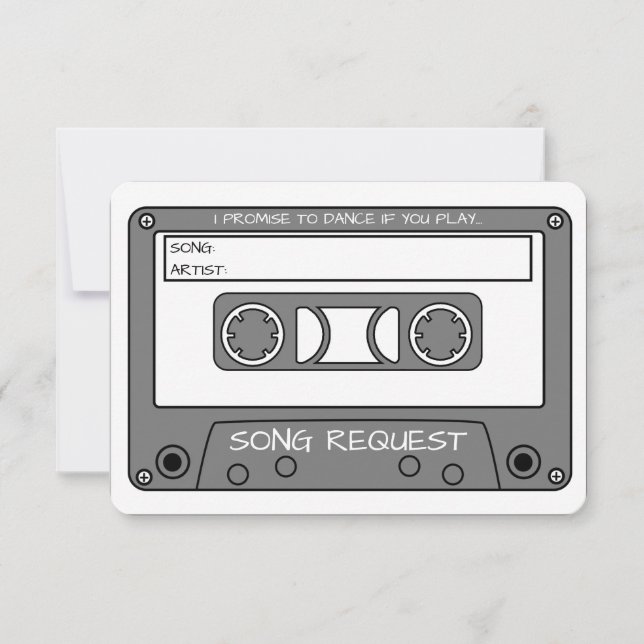 Custom Colour Vintage Cassette Tape Song Request Invitation (Front)