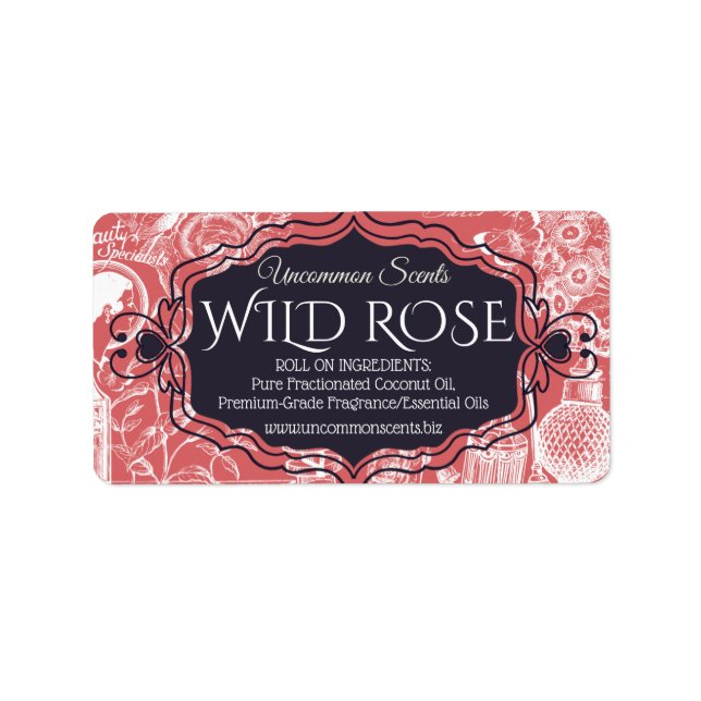 Custom colour vintage perfume scent lotions labels (Front)