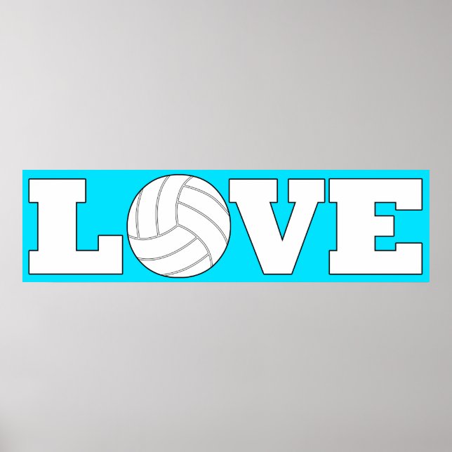 Custom Colour Volleybal LOVE Long Horizontal Poste Poster (Front)
