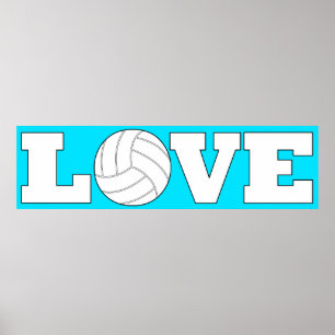 Custom Colour Volleybal LOVE Long Horizontal Poster