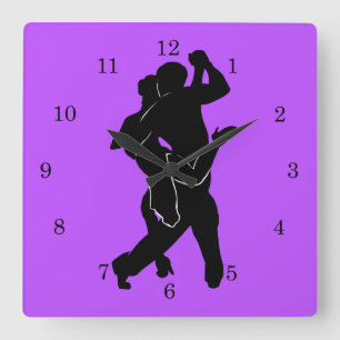 Custom Colour Wall Clock Tanngo Dancers - Purple