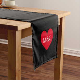 Custom colour wedding table runner with heart