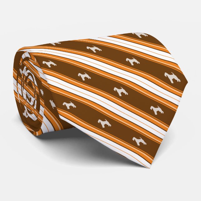 Custom Colour Welsh Terrier Striped Tie (Rolled)