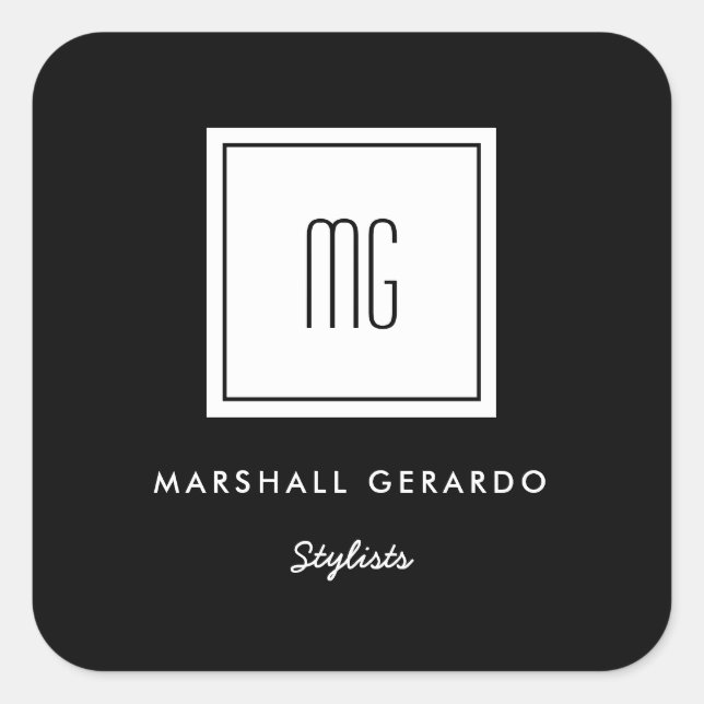 Custom Colour White Monogram Business Logo Sticker (Front)