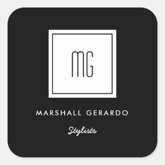 Custom Colour White Monogram Business Logo Sticker