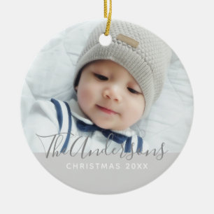 Custom Colour with Custom Photo and Text Ceramic Ornament