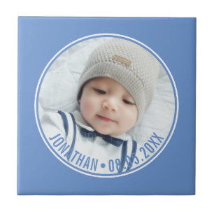 Custom Colour with Custom Photo and Text Ceramic Tile