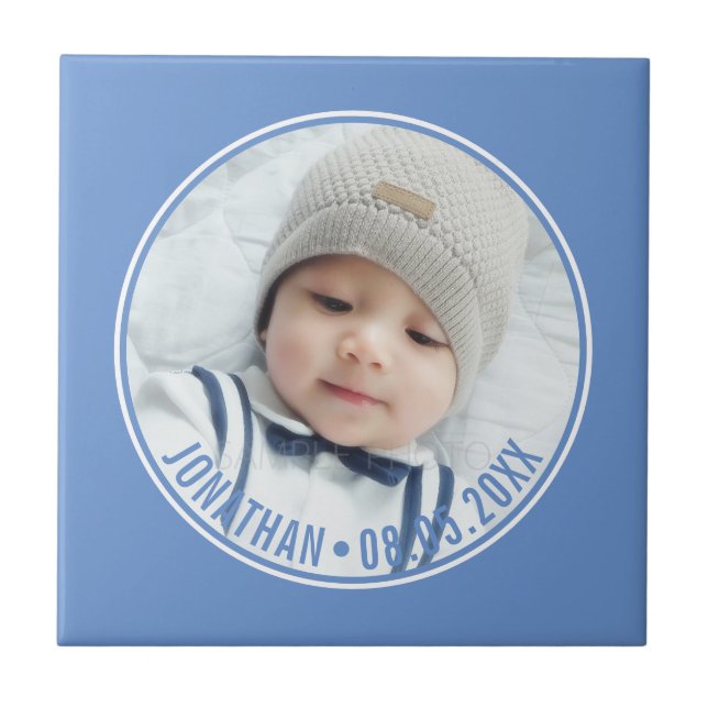 Custom Colour with Custom Photo and Text Ceramic Tile (Front)