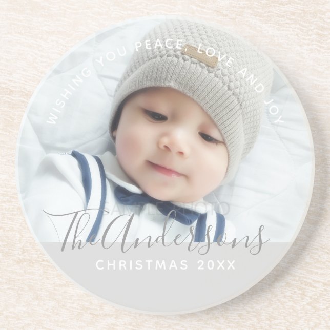 Custom Colour with Custom Photo and Text Coaster (Front)