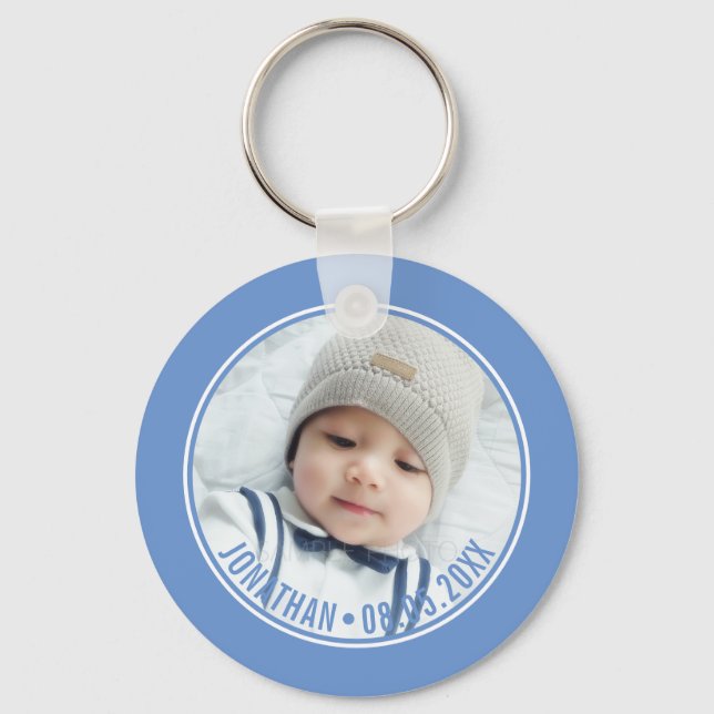 Custom Colour with Custom Photo and Text Key Ring (Front)