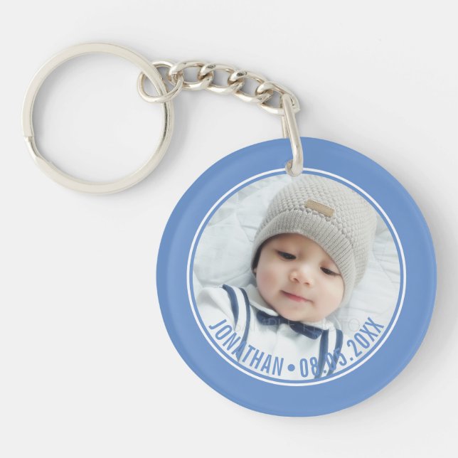 Custom Colour with Custom Photo and Text Key Ring (Front)