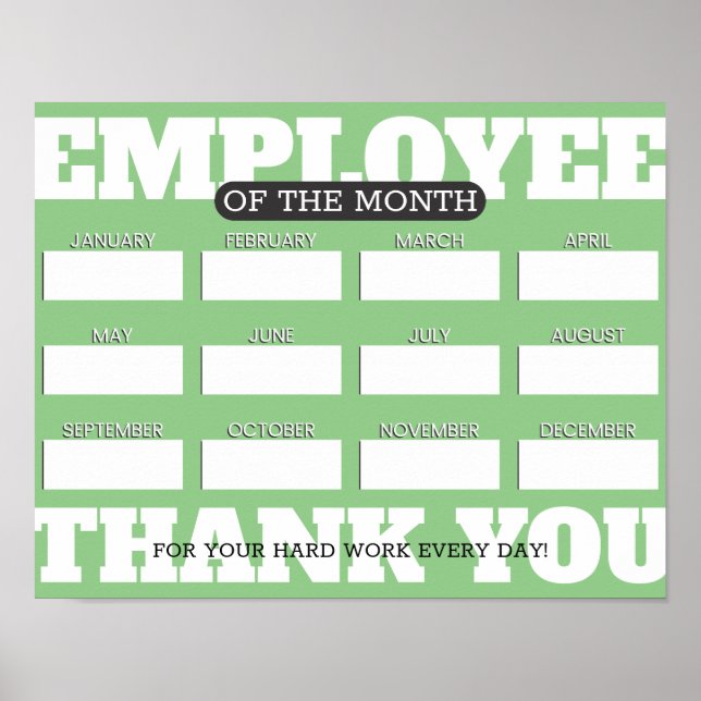 Custom colour write-on names employee of the month poster (Front)