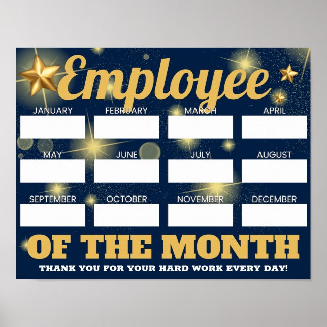 Custom colour write-on names employee of the month poster (Front)