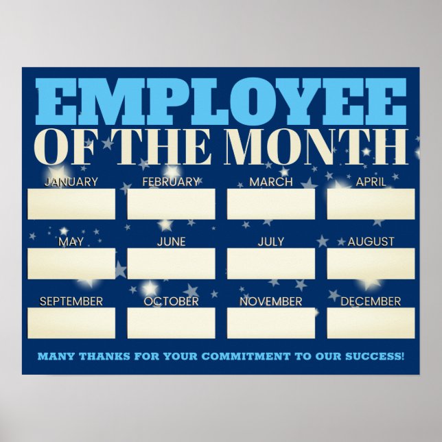 Custom colour write-on names employee of the month poster (Front)