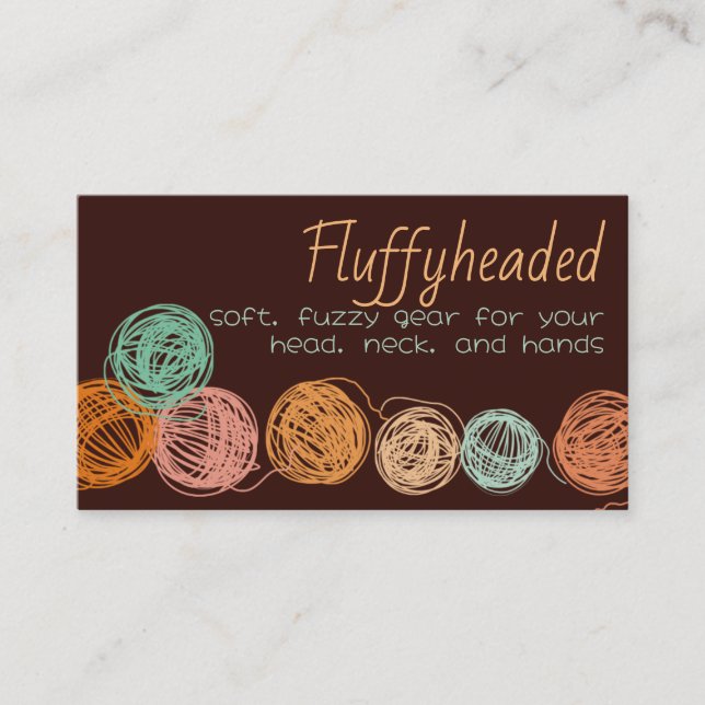 Custom colour yarn balls knitting crochet homespun business card (Front)