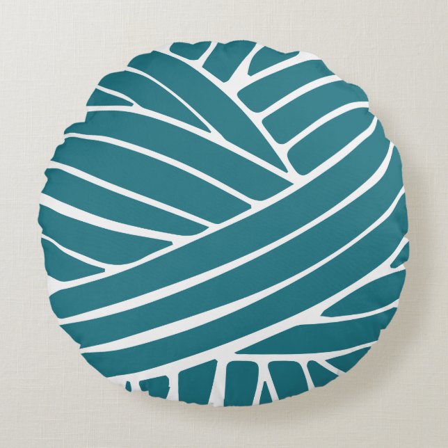 Custom Colour Yarn - Hand-drawn Yarn Ball Round Cushion (Front)