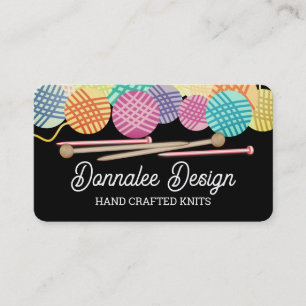 Custom colour yarn knitting needles business card