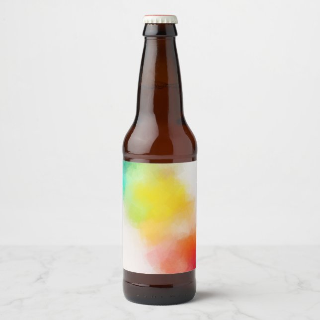 Custom Colourful Abstract Art Blank Modern Pink Re Beer Bottle Label (Front)
