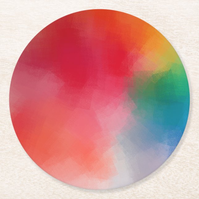 Custom Colourful Abstract Elegant Blank Template Round Paper Coaster (Front)