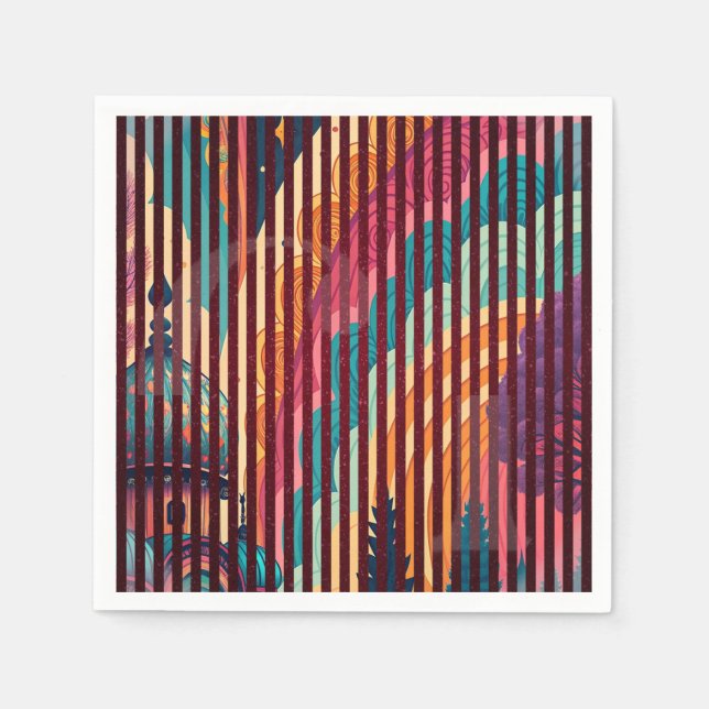 Custom Colourful Abstract Paper Napkins (Front)