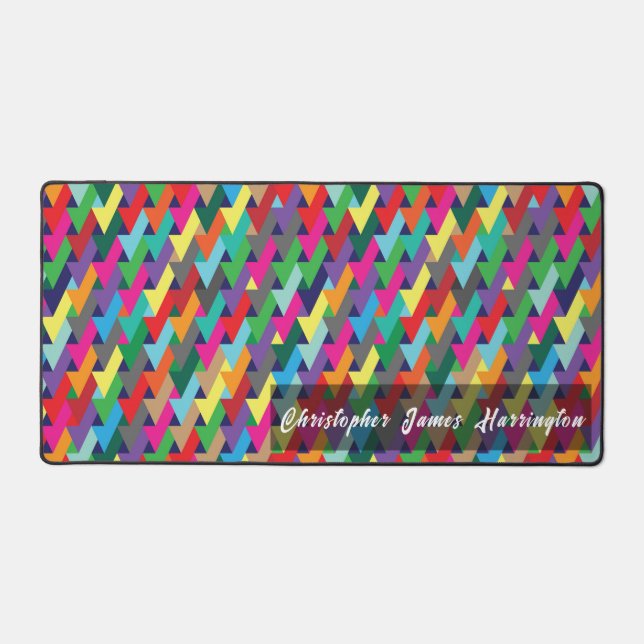 Custom Colourful Arrow Pattern with Name Desk Mat (Front)