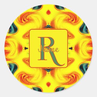 Custom Colourful Art Monogram Your Initial Name Classic Round Sticker