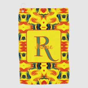 Custom Colourful Art Monogram Your Initial Name  Golf Towel