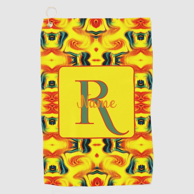 Custom Colourful Art Monogram Your Initial Name  Golf Towel (Front)