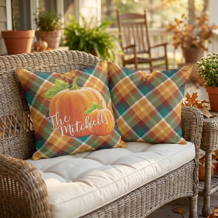 Custom Colourful Autumn Colours Plaid Checks Patte Cushion