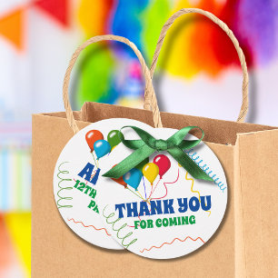 Custom Colourful Balloons & Ribbons Birthday Party Favour Tags