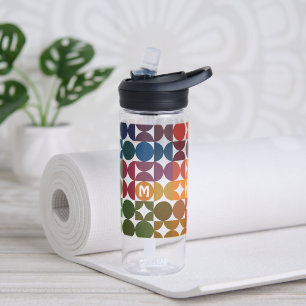 Custom Colourful Blue Orange Purple Retro Pattern Water Bottle