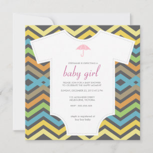 Custom colourful chevron shirt baby shower invitation