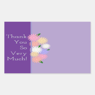 Custom Colourful Daisies Thank You Purple Rectangular Sticker