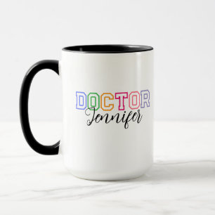 Custom Colourful Doctor Name Gift for Women Mug