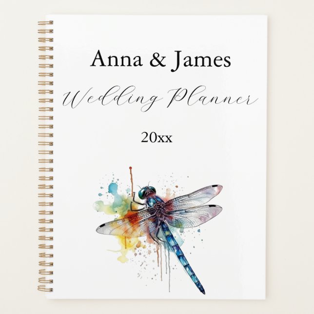 Custom Colourful Dragonfly Garden Wedding Planner (Front)