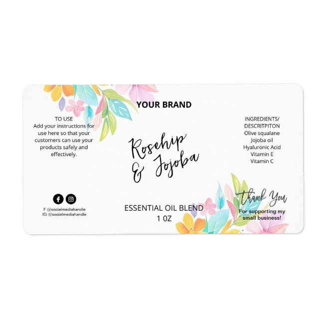 Custom Colourful Dropper Bottle Product Labels (Front)